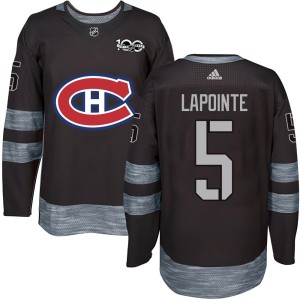 Guy Lapointe Men's Montreal Canadiens Authentic Black 1917-2017 100th Anniversary Jersey