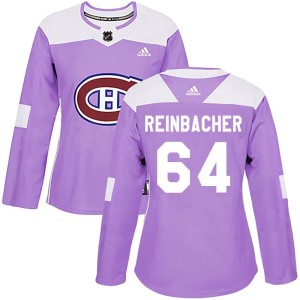 David Reinbacher Women's Adidas Montreal Canadiens Authentic Purple Fights Cancer Practice Jersey