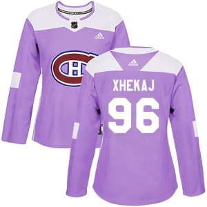 Florian Xhekaj Women's Adidas Montreal Canadiens Authentic Purple Fights Cancer Practice Jersey