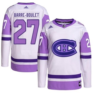 Alex Barre-Boulet Youth Adidas Montreal Canadiens Authentic White/Purple Hockey Fights Cancer Primegreen Jersey