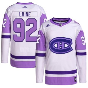 Patrik Laine Youth Adidas Montreal Canadiens Authentic White/Purple Hockey Fights Cancer Primegreen Jersey