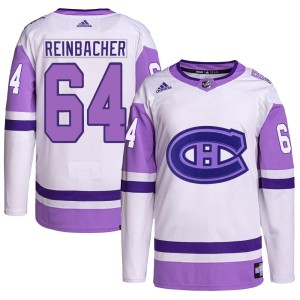 David Reinbacher Youth Adidas Montreal Canadiens Authentic White/Purple Hockey Fights Cancer Primegreen Jersey