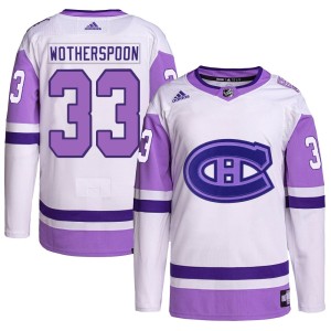 Tyler Wotherspoon Youth Adidas Montreal Canadiens Authentic White/Purple Hockey Fights Cancer Primegreen Jersey