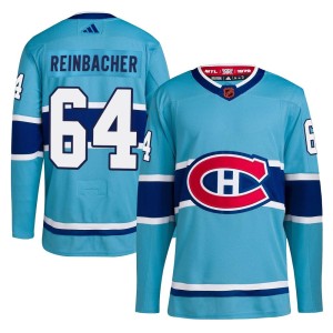 David Reinbacher Men's Adidas Montreal Canadiens Authentic Light Blue Reverse Retro 2.0 Jersey